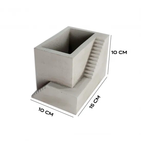 Stair Detailed Concrete Flowerpot Silicone Mold BS22 - Planter Mold