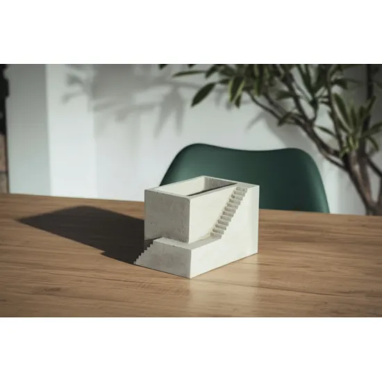 Stair Detailed Concrete Flowerpot Silicone Mold BS22 - Planter Mold