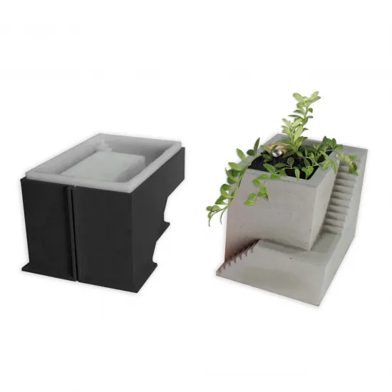Stair Detailed Concrete Flowerpot Silicone Mold BS22 - Planter Mold